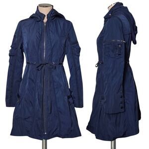 Amazing All Season KOHTZ Pulidesigns Navy Jacket Coat Jacket Hooded Ruffles S